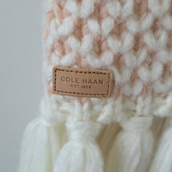 COLE HAAN | Alpaca Wool Chunky Oversized Scarf Pink Cream - Picture 3 of 4